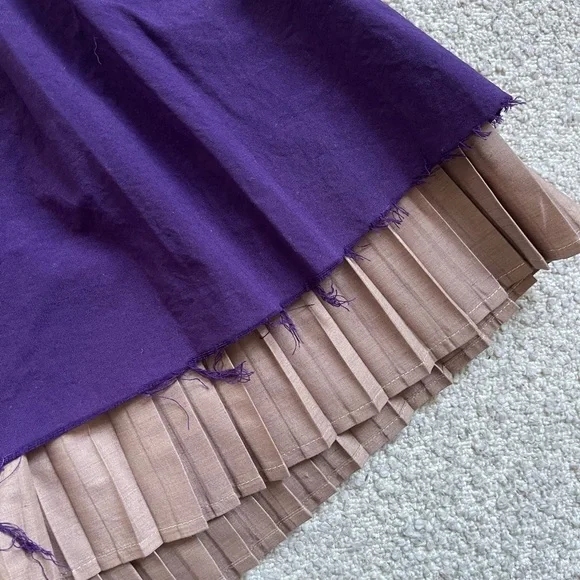 Osis Studio Stacey Mini Skirt – Purple / Tan Pleated Hem – XXS - Picture 4 of 9